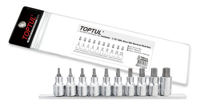 Набор торцевых головок 1/2" TORX T20-T70 L=55 мм на планке 10 предметов TOPTUL Набор торцевых головок 1/2" TORX T20-T70 L=55 мм на планке 10 предметов TOPTUL