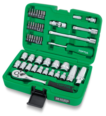 Набор головок и аксессуаров 3/8" 6-гранных 6-22 мм, 45 предметов TOPTUL GCAI4501