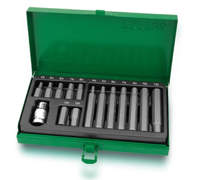 Набор бит 10 мм HEX с адаптером 1/2", 15 предметов TOPTUL GAAD1508