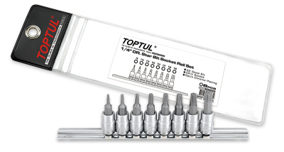 Набор торцевых головок 1/4" TORX T8-T40 L=37 мм на планке 8 предметов TOPTUL Набор торцевых головок 1/4" TORX T8-T40 L=37 мм на планке 8 предметов TOPTUL