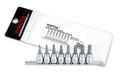 Набор торцевых головок 3/8" TORX T15-T50 L=48 мм на планке 8 предметов TOPTUL Набор торцевых головок 3/8" TORX T15-T50 L=48 мм на планке 8 предметов TOPTUL